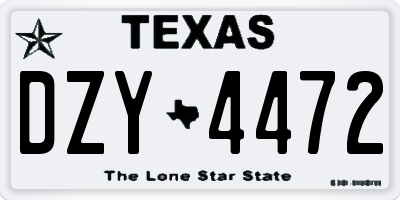 TX license plate DZY4472