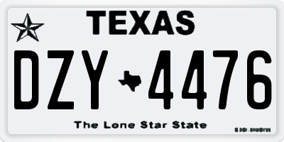 TX license plate DZY4476