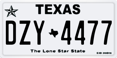TX license plate DZY4477