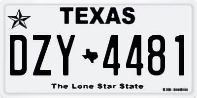 TX license plate DZY4481