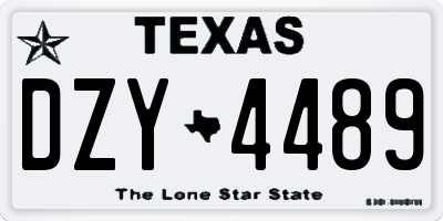 TX license plate DZY4489