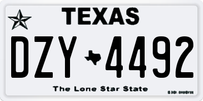 TX license plate DZY4492