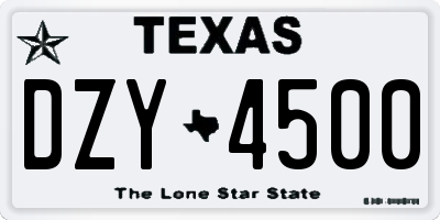 TX license plate DZY4500