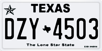 TX license plate DZY4503