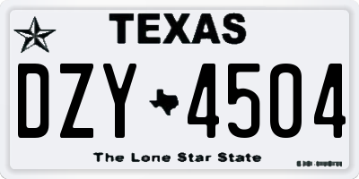 TX license plate DZY4504