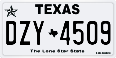 TX license plate DZY4509