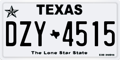TX license plate DZY4515