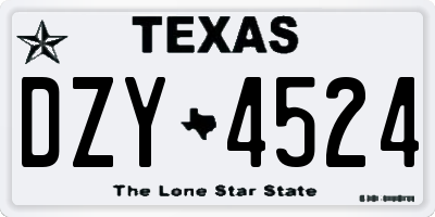 TX license plate DZY4524