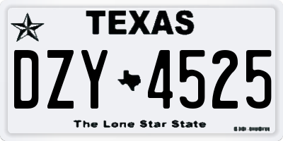 TX license plate DZY4525