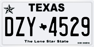 TX license plate DZY4529