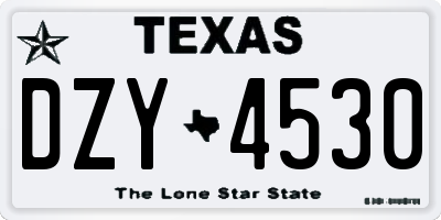 TX license plate DZY4530