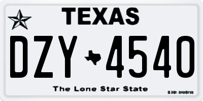 TX license plate DZY4540