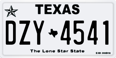 TX license plate DZY4541