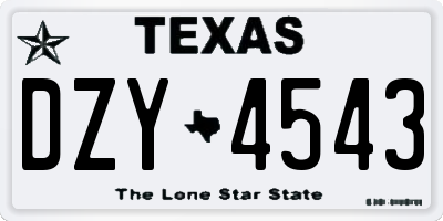 TX license plate DZY4543