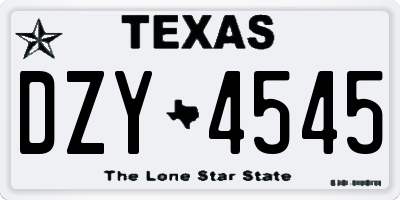 TX license plate DZY4545