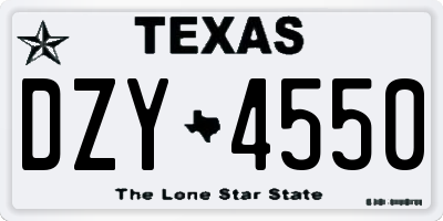 TX license plate DZY4550