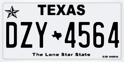 TX license plate DZY4564