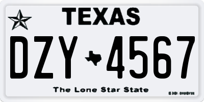 TX license plate DZY4567