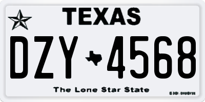 TX license plate DZY4568