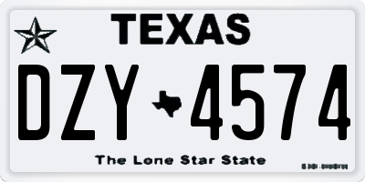 TX license plate DZY4574