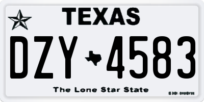 TX license plate DZY4583