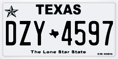 TX license plate DZY4597