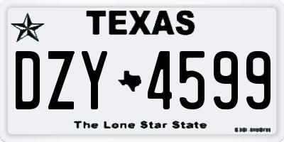 TX license plate DZY4599