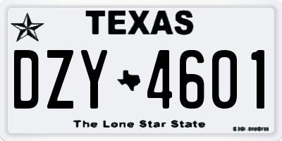 TX license plate DZY4601