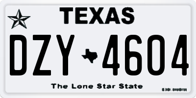 TX license plate DZY4604