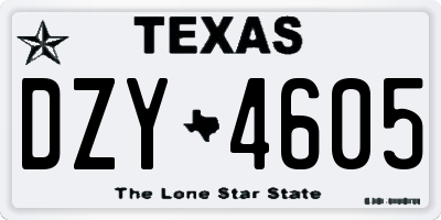 TX license plate DZY4605