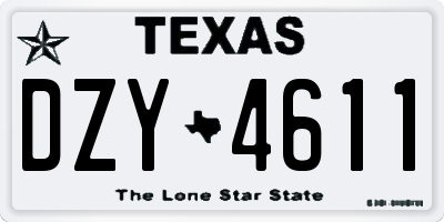 TX license plate DZY4611