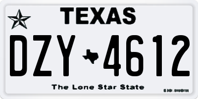 TX license plate DZY4612