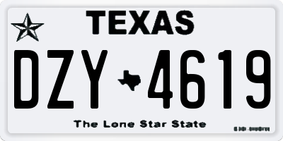 TX license plate DZY4619