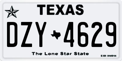 TX license plate DZY4629