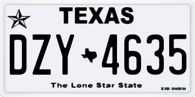 TX license plate DZY4635