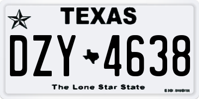 TX license plate DZY4638
