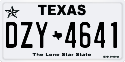 TX license plate DZY4641