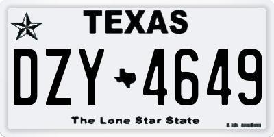 TX license plate DZY4649