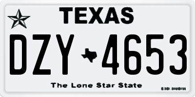 TX license plate DZY4653