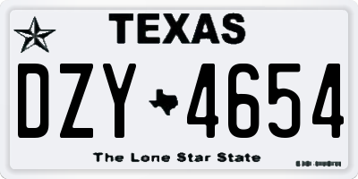 TX license plate DZY4654