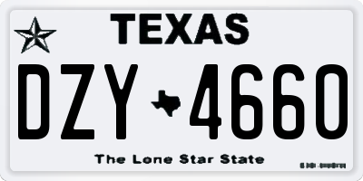 TX license plate DZY4660
