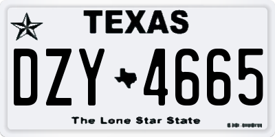TX license plate DZY4665