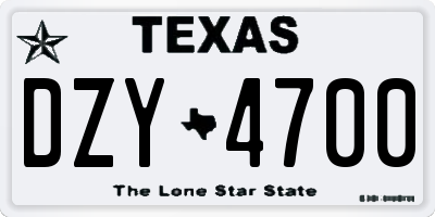 TX license plate DZY4700