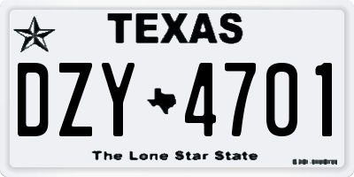 TX license plate DZY4701