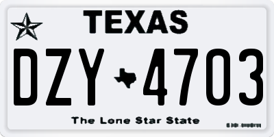 TX license plate DZY4703