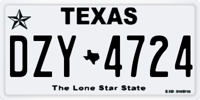 TX license plate DZY4724