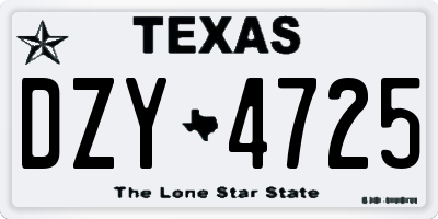 TX license plate DZY4725