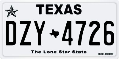 TX license plate DZY4726
