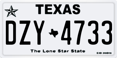 TX license plate DZY4733