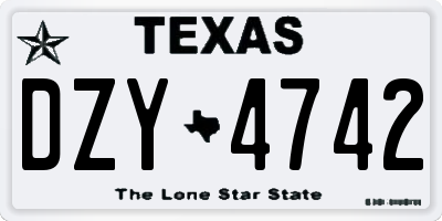 TX license plate DZY4742